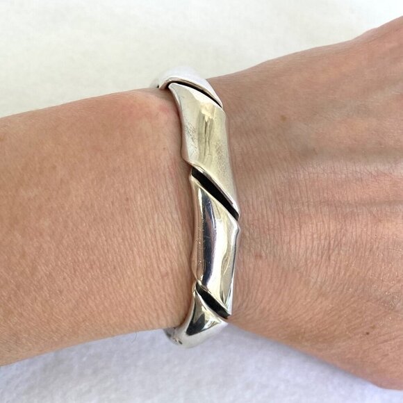 Sterling Silver 925 Heavy Chunky Oval Twisted Cuff Bracelet Sz 6.5" 33g - Picture 11 of 16